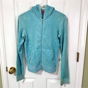 Light Blue Juicy Couture Velour Zip-Up